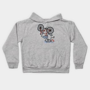 accident while riding a bicycle Kids Hoodie